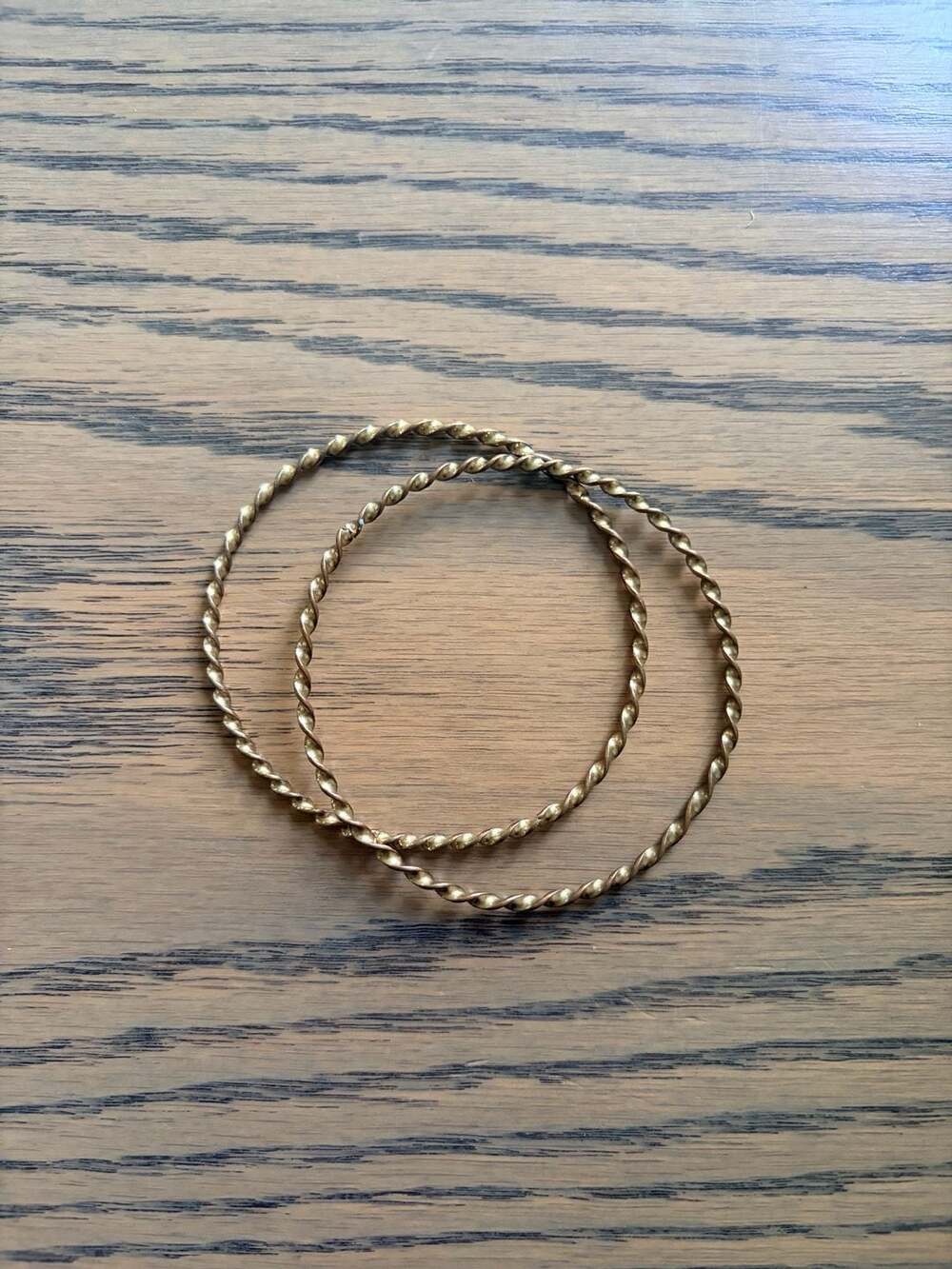 Vintage Gold Tone Twisted Rope Bangle Bracelets Set of Two